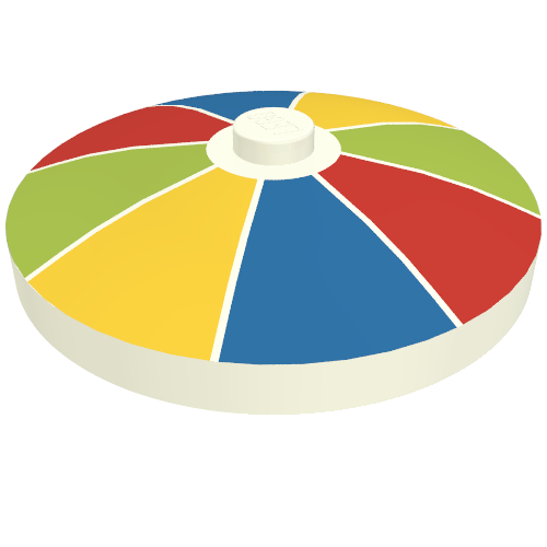 Dish 4 x 4 Inverted [Radar] with Red, Blue, Yellow, and Lime Stripes Print (White)
