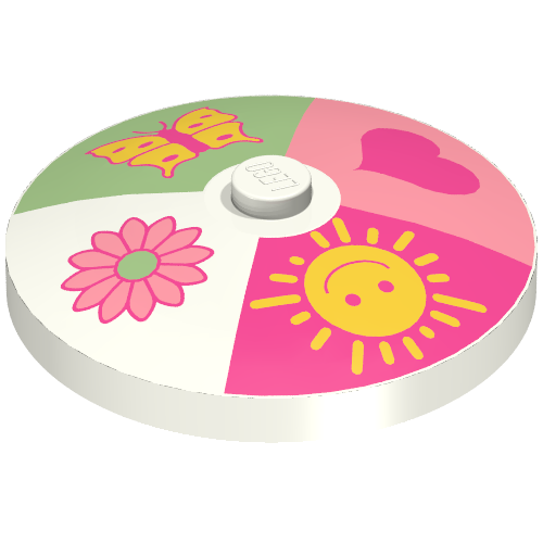 Dish 4 x 4 Inverted [Radar] with 4 section Heart, Sun, Flower, Butterfly Print (White)