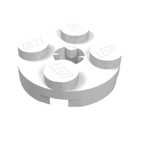 Plate Round 2 x 2 with Axle Hole Type 2 (X Opening) (White)