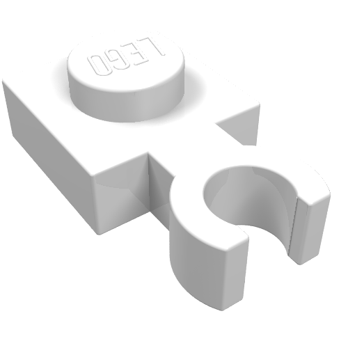 Plate Special 1 x 1 with Clip Vertical [Thin Open O Clip] (White)