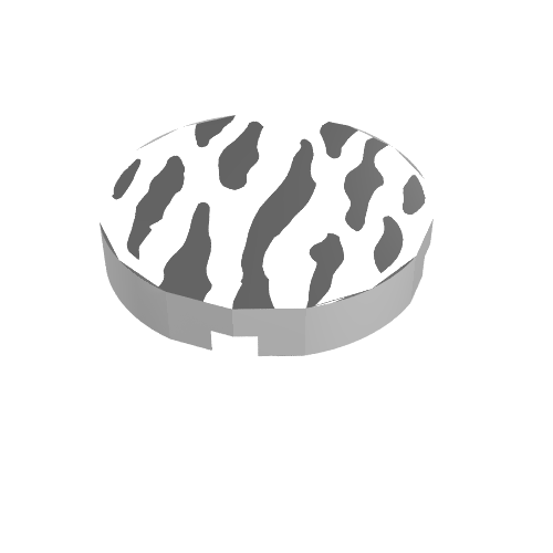 Tile Round 2 x 2 with Zebra Stripes Print (White)