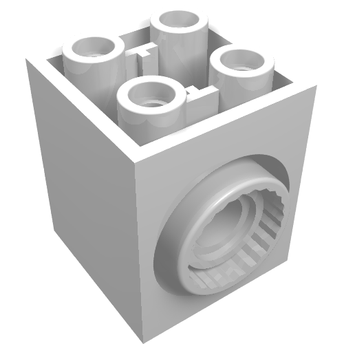 Brick Special 2 x 2 x 2 with Rotation Joint Socket and Rear Pin Hole (White)