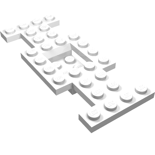 Vehicle Base 4 x 10 x 2/3 with 2 x 2 Recessed Center with Smooth Underside, 1 x 2 Cutouts, No Center Hole (White)