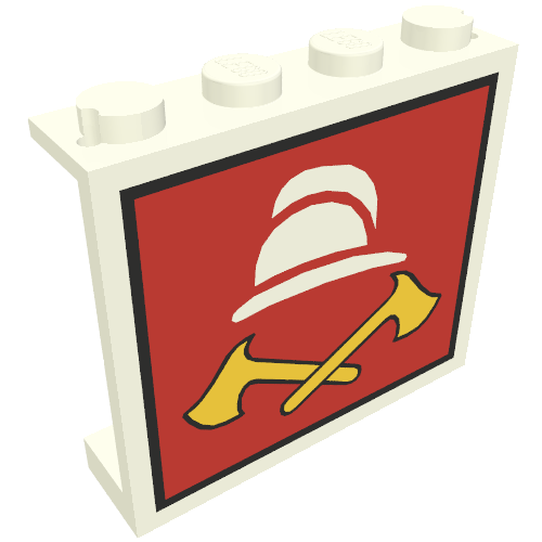 Panel 1 x 4 x 3 with White Fireman Cap and 2 Yellow Axes Print (White)