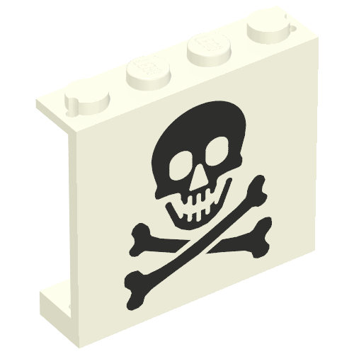 Panel 1 x 4 x 3 with Jolly Roger Print (White)