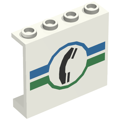 Panel 1 x 4 x 3 with Telephone in Blue/Green Circle Print (White)