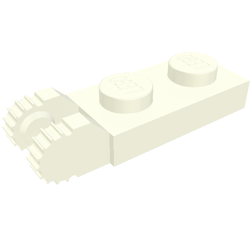 Hinge Plate 1 x 2 Locking with 2 Fingers On End, without Groove, 9 Teeth (White)