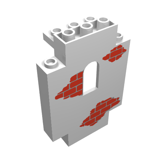 Panel 2 x 5 x 6 with Red Scattered Bricks/Wall Print (White)