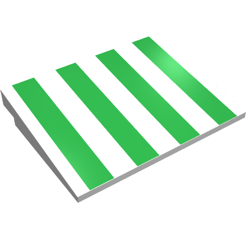 Brick Sloped 10° 6 x 8 with Green Stripes Print (White)
