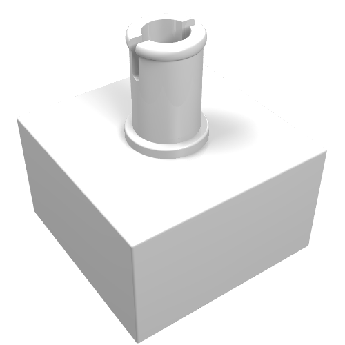 Brick Special 2 x 2 No Studs, Top Pin (White)