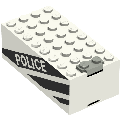 Battery Box, 9V Small [Complete Assembly] with 'POLICE' and Black Stripes Print (White)