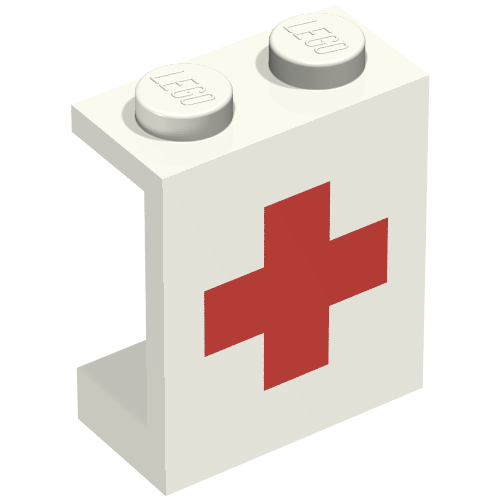 Panel 1 x 2 x 2 with Red Cross Print (White)