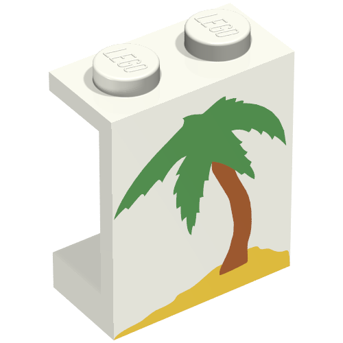 Panel 1 x 2 x 2 with Palm Tree Print (White)