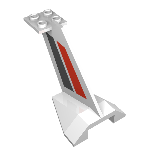Tail Wedge 4 x 4 with Red/Black Print (White)