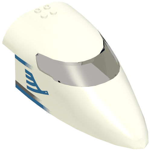 Aircraft Fuselage Curved Forward 8 x 16 x 5 with Trans-Brown Glass with Blue Airline Bird and Stripes Print (White)