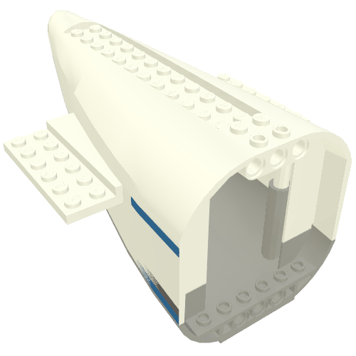 Aircraft Fuselage Curved Aft Section with Light Bluish Gray Base, Dark Bluish Gray & Blue Stripes Print (White)