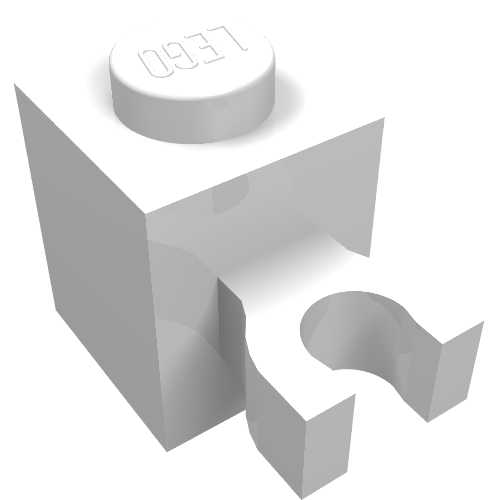 Brick Special 1 x 1 with Clip Vertical [Thick U Clip, Solid Stud] (White)
