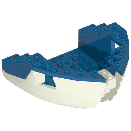 Boat Hull Section, Small Bow 12 x 12 x 5 1/3 with Blue Top [Complete Assembly] (White)