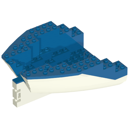 Boat Hull Small Stern 14 x 12 x 5 1/3 with Blue Top [Complete Assembly] (White)