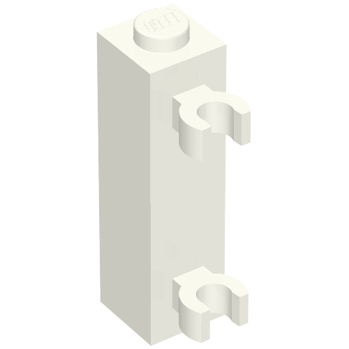 Brick Special 1 x 1 x 3 with 2 Clips Vertical [Solid Stud, Thick U Clips] (White)