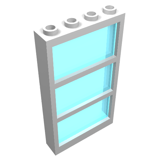 Window 1 x 4 x 6 Frame with 3 Panes, with Fixed Trans-Light Blue Glass (White)