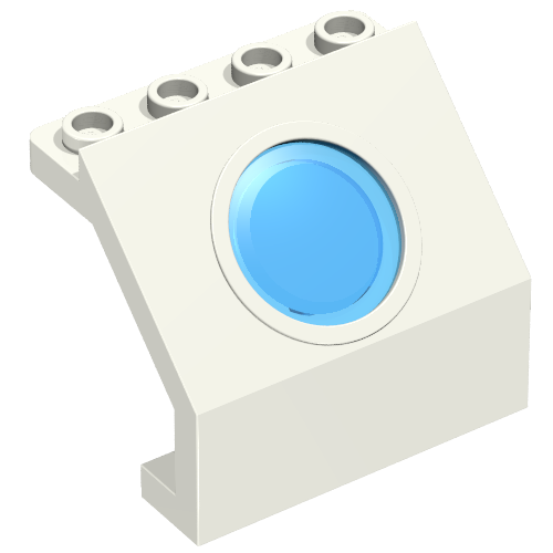 Panel 4 x 3 x 3 with Porthole with Trans Light Blue Glass (White)