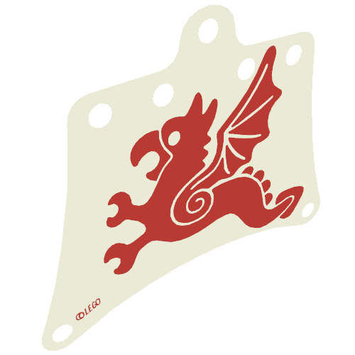 Sail, 12 x 10 with 7 Holes, Red Flying Dragon Print (White)