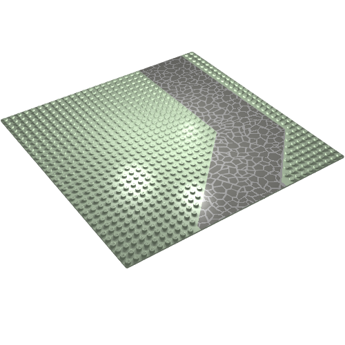 Baseplate 32 x 32 with 9-Stud Angled Driveway / Road with Dark Gray Crazy Paving Print (Light Green)