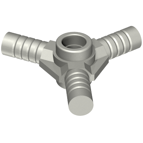 Tool Connector 3 Bar, 120 deg, Stud on Both Sides (Flat Silver)