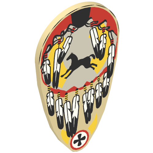 Shield Ovoid with Feathers and Horse Print (Tan)