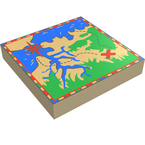 Tile 2 x 2 with Map Adventurers: Jungle and Delta Print (Tan)