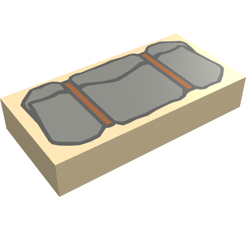 Tile 1 x 2 with Dark Gray Bedroll Print (Tan)