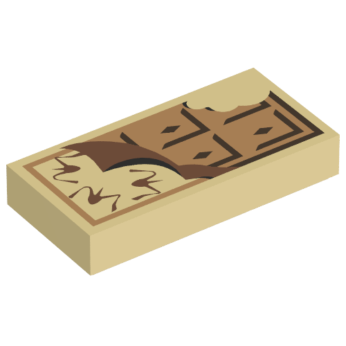 Tile 1 x 2 with Chocolate Bar Print (Tan)