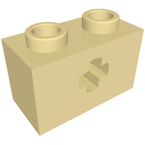 Technic Brick 1 x 2 with Axle Hole Type 2 [X Opening] (Tan)