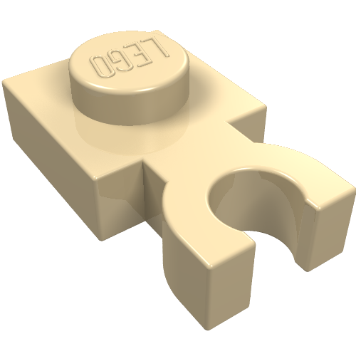 Plate Special 1 x 1 with Clip Vertical [Thick U Clip] (Tan)