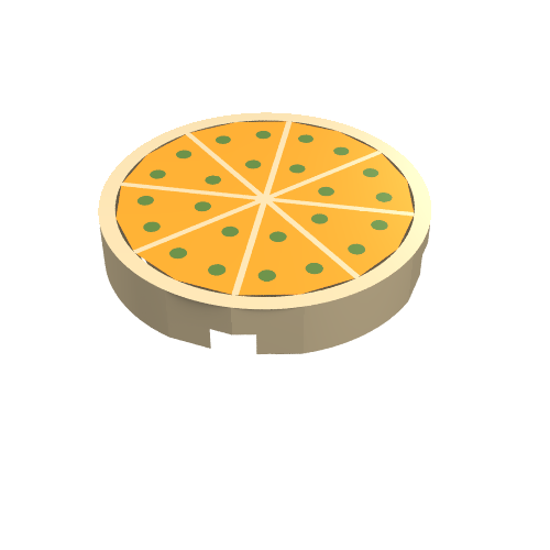 Tile Round 2 x 2 with Pizza Print (Tan)