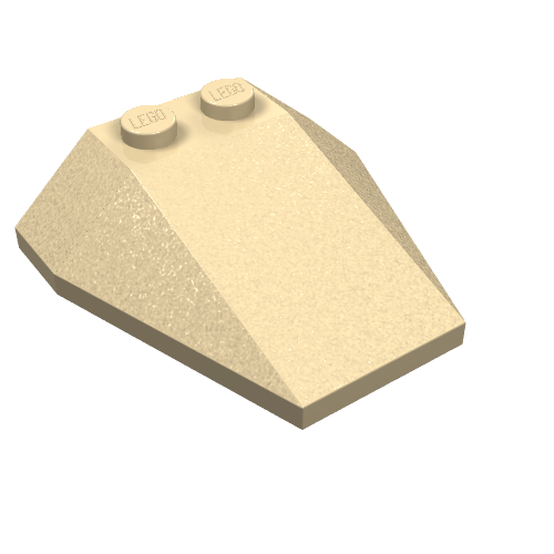 Brick Wedged, Sloped 4 x 4 Triple, No Stud Notches (Tan)