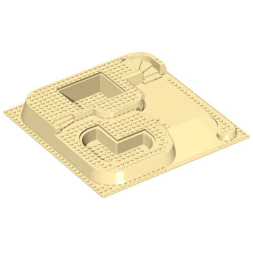 Baseplate Raised 32 x 32 with Ramp, Stairs, and Two Pits with Slate Ramp and Gray Pool Print (Tan)
