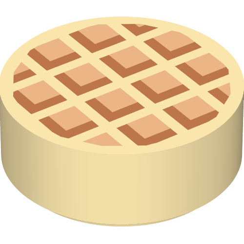 Tile Round 1 x 1 with Waffle, Medium Nougat Edges Print (Tan)