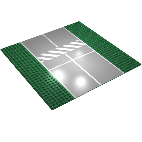 Baseplate 32 x 32 with 7-Stud Straight with Runway / Road Crosswalk Print (Green)
