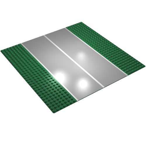 Baseplate 32 x 32 with 7-Stud Straight with Plain Wide Runway / Road Print (Green)
