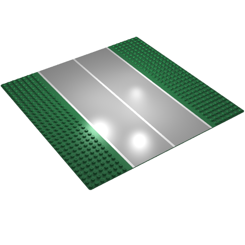 Baseplate 32 x 32 with 7-Stud Straight with Plain Narrow Runway / Road Print (Green)