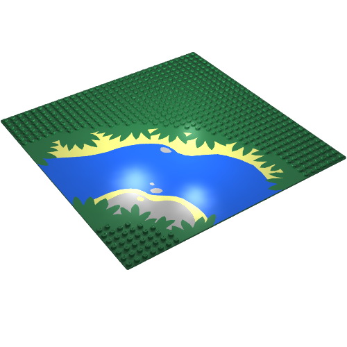 Baseplate 32 x 32 with 7-Stud Curve with Lagoon / River Print (Green)
