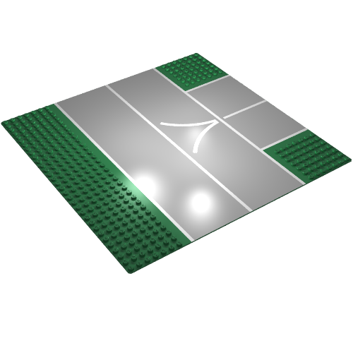Baseplate 32 x 32 with 7-Stud T Intersection and Road / Runway 'V' Narrow Print (Green)