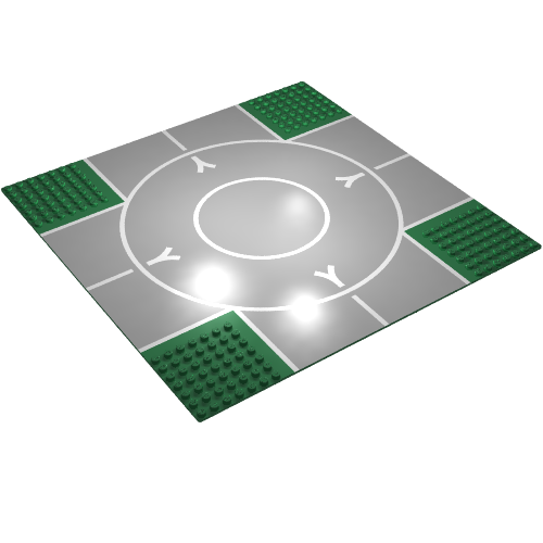 Baseplate 32 x 32 with 7-Stud Crossroads with Runway Narrow Print (Green)