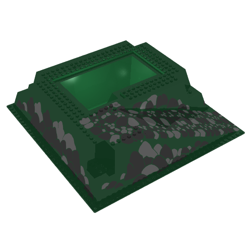 Baseplate Raised 32 x 32 with Ramp and Pit, Rocks Black / Gray Print (Green)