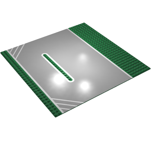 Baseplate 32 x 32 Split with 1 x 14 Center Studs and Racing Print (Green)