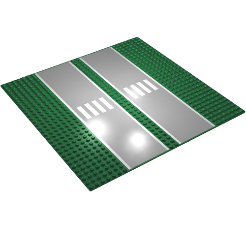 Baseplate 32 x 32 with 7-Stud Straight, Dual with Crosswalk Print (Green)