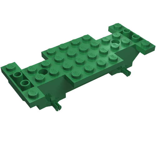 Vehicle Base 4 x 10 x 1 2/3, Inverted Slope Double, 1 x 2 Cutouts (Green)