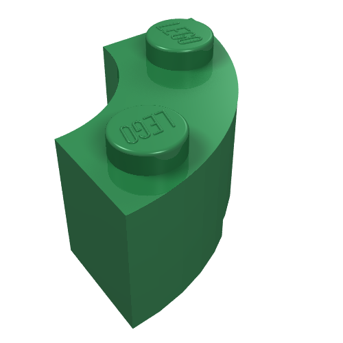 Brick Round Corner 2 x 2 Macaroni with Stud Notch (Green)